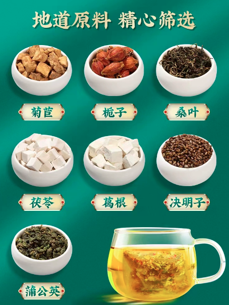 菊苣栀子茶 袋泡茶 酸高茯苓茶袋装喝独立茶包图2