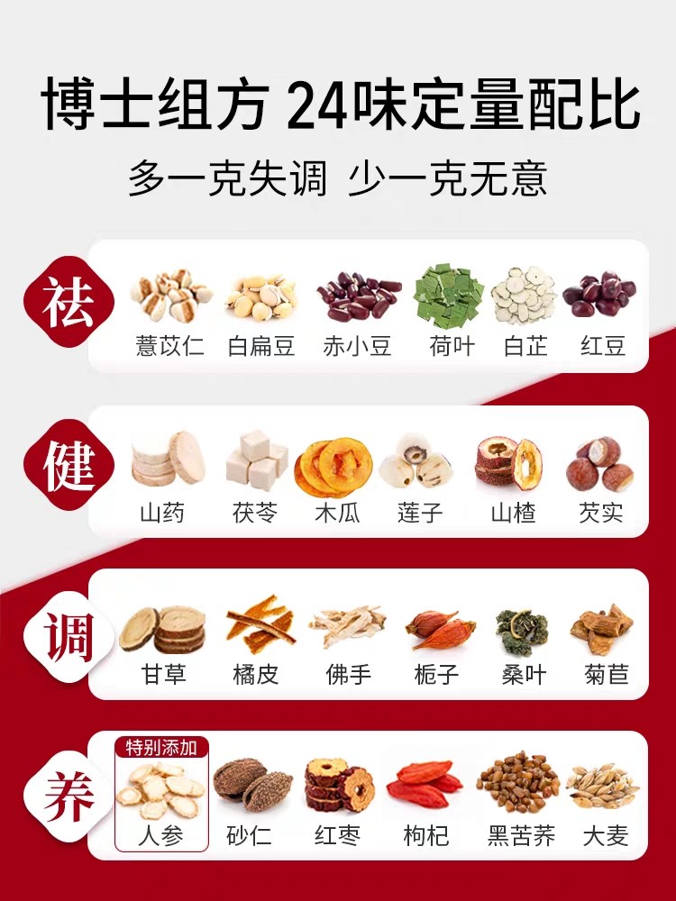 24味五指毛桃人参玉米须茶 小罐茶 人参赤小豆红豆薏米芡实茶养生茶花茶茶包茯苓薏湿茶图2